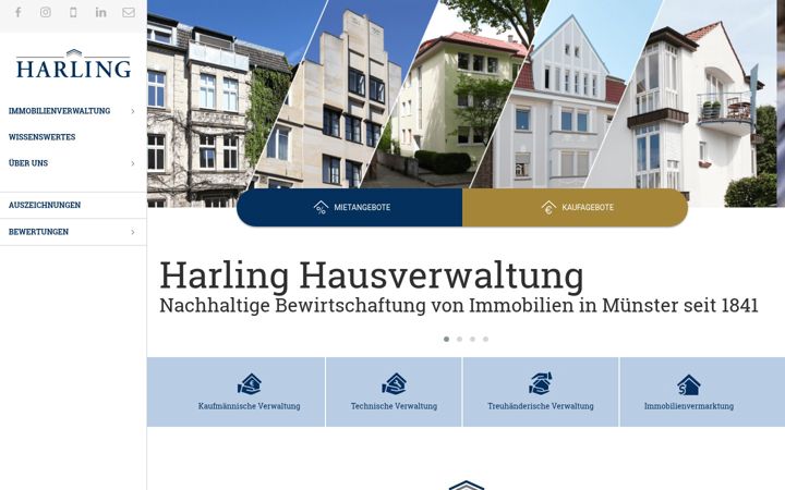 Screenshot stránky harling-hausverwaltung.de