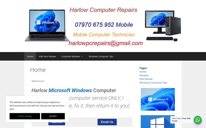Screenshot of harlowcomputerrepairs.co.uk