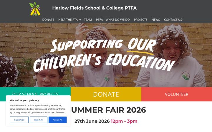 Screenshot of harlowfieldspta.co.uk
