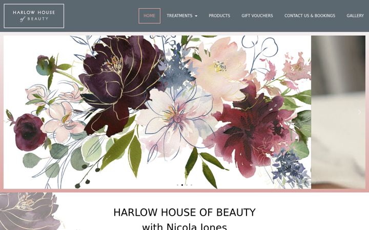 Screenshot of harlowhouseofbeauty.co.uk
