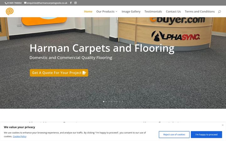 Screenshot of harmancarpetsgoole.co.uk