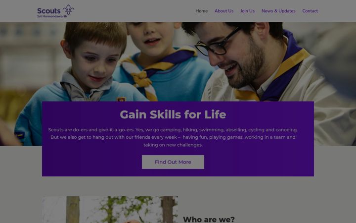 Screenshot of harmondsworthscouts.co.uk
