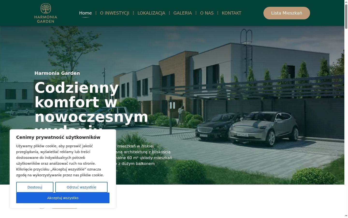 Zrzut ekranu banera zgody wyświetlanego przed jakąkolwiek interakcją