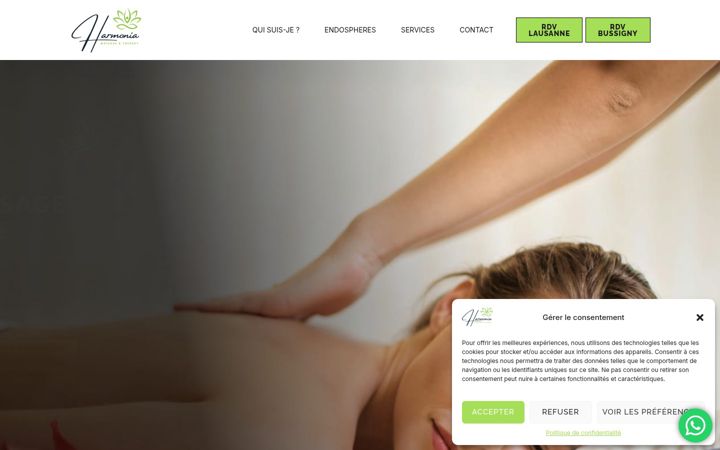 Screenshot of harmonia-massage.ch