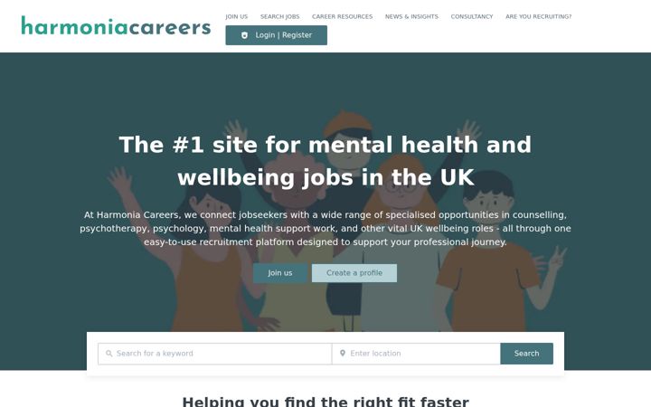 Screenshot of harmoniacareers.co.uk