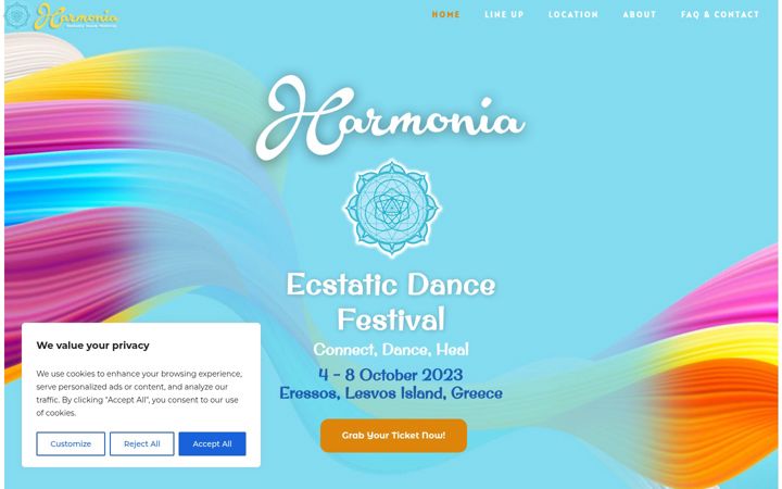 Screenshot of harmoniafestival.com