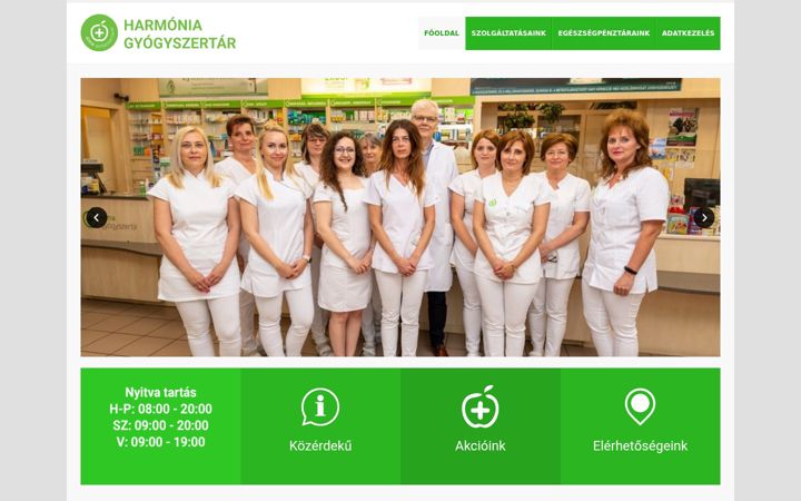 Screenshot of harmoniagyogyszertar.hu
