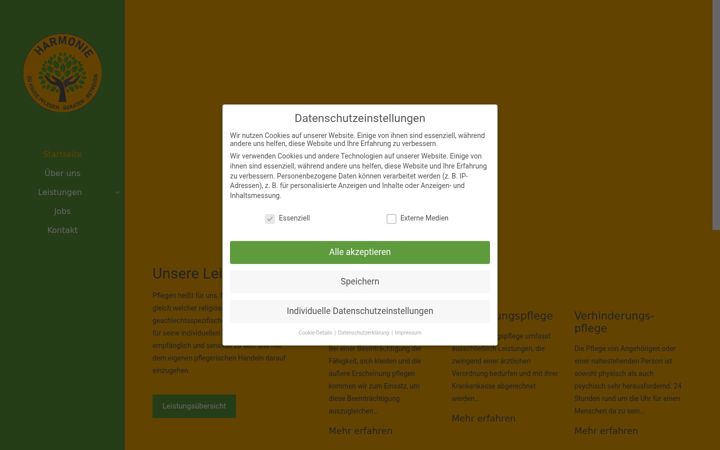 Screenshot of harmonie-korten.de