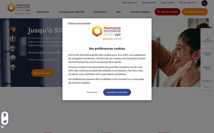 Screenshot of harmonie-mutuelle.fr