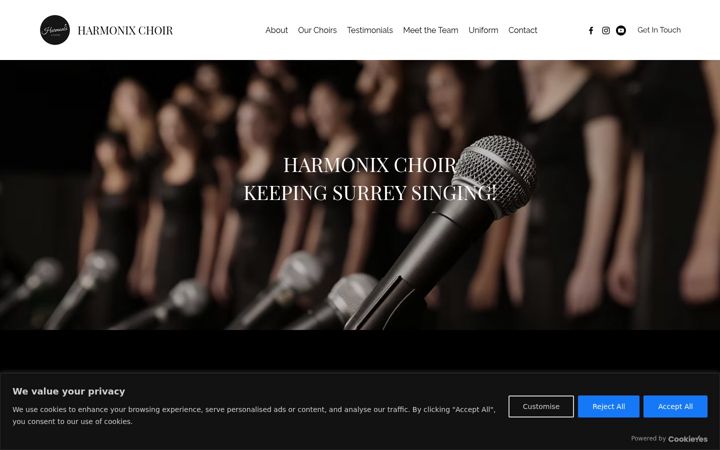 Screenshot of harmonixchoirsurrey.com