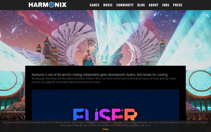 Screenshot of harmonixmusic.com