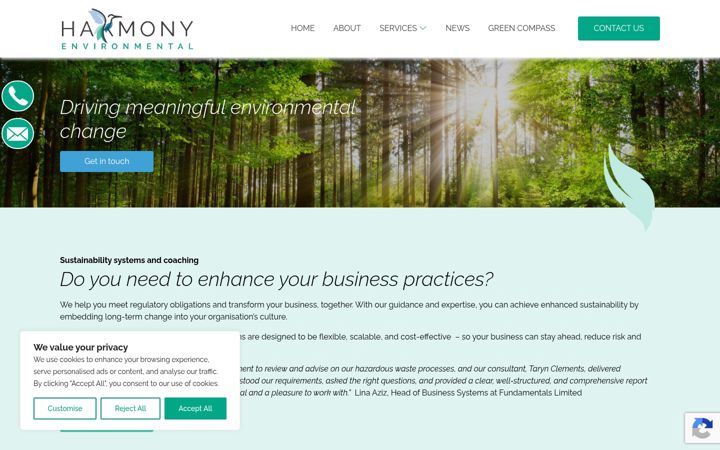 Screenshot of harmony-environment.co.uk