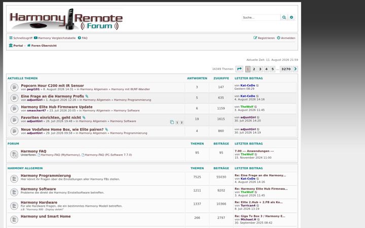 Screenshot stránky harmony-remote-forum.de