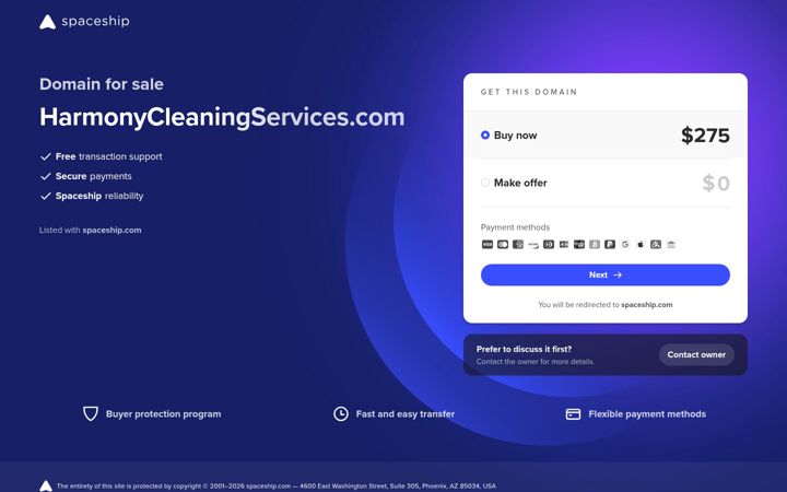 Screenshot of harmonycleaningservices.com