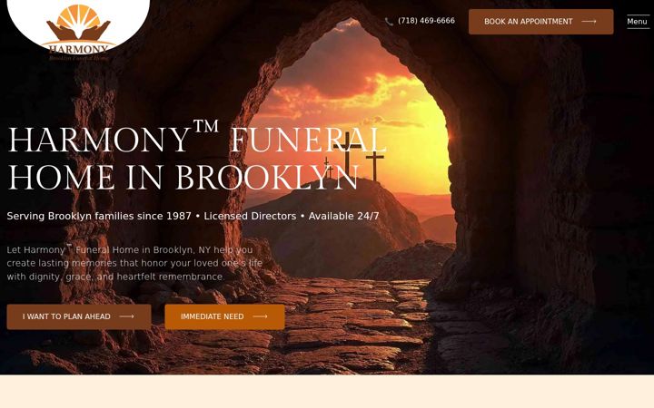 Screenshot of harmonyfuneral.com
