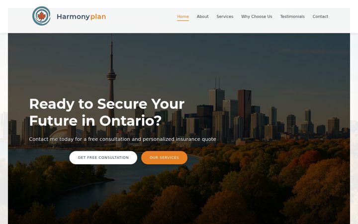 Screenshot of harmonyplan.ca