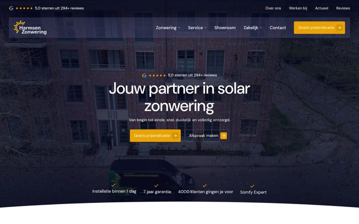 Screenshot of harmsenzonwering.nl