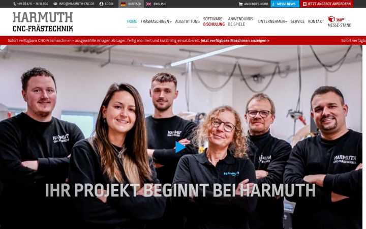 Screenshot stránky harmuth-cnc.de