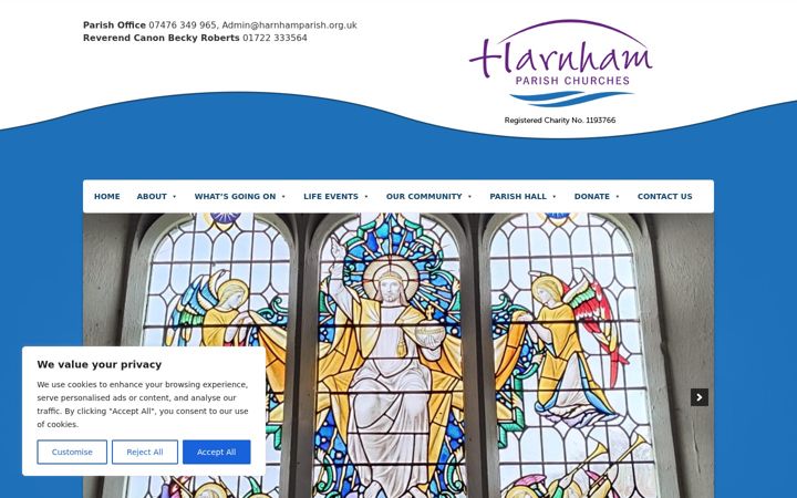 Screenshot of harnhamparish.org.uk