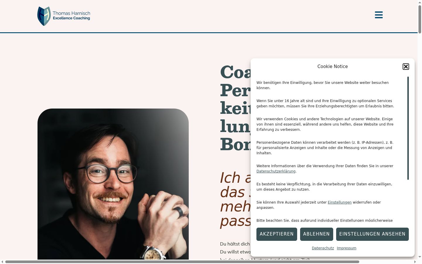 Screenshot del banner di consenso mostrato prima di qualsiasi interazione