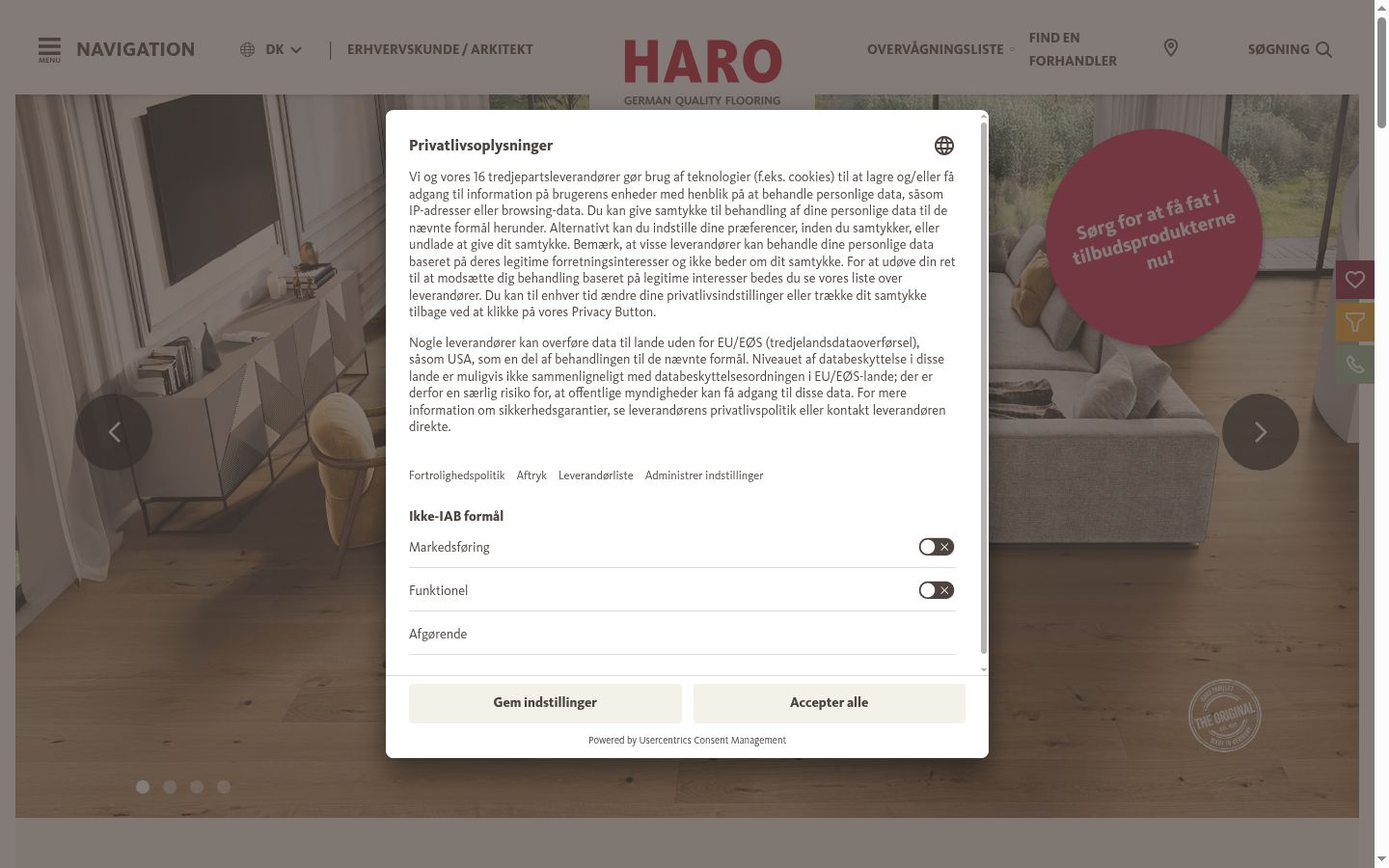Screenshot of the consent banner shown before any interaction