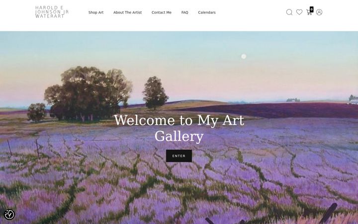 Screenshot of haroldjohnsonwaterart.com