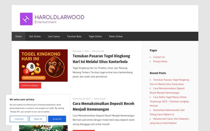 Screenshot of haroldlarwood.com