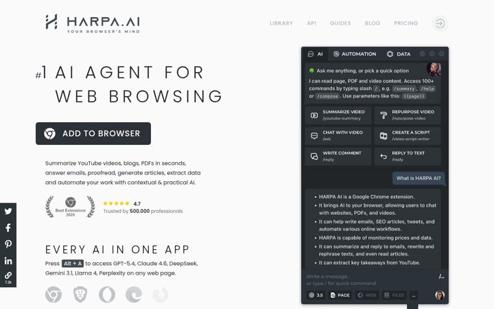 Screenshot of harpa.ai