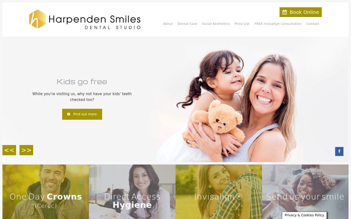 Screenshot of harpendensmiles.co.uk