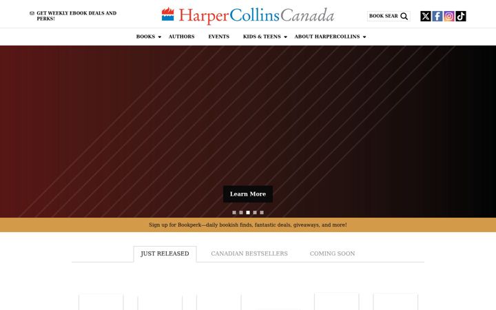 Screenshot ta' harpercollins.ca