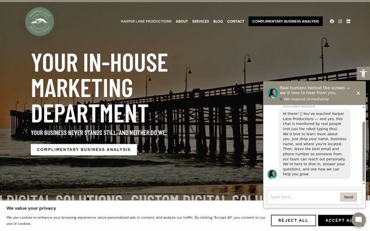 Screenshot of harperlaneproductions.com