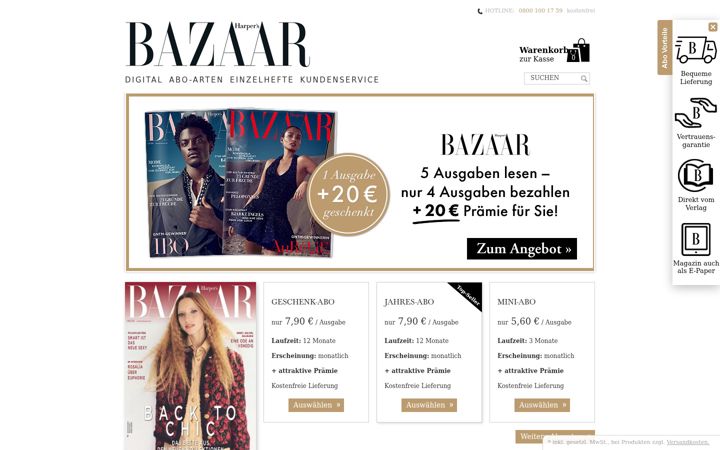 Screenshot of harpersbazaar-abo.de