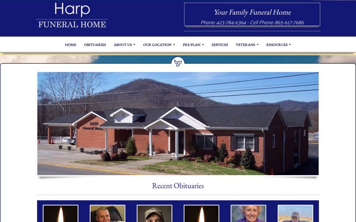 Screenshot of harpfuneralhome.com