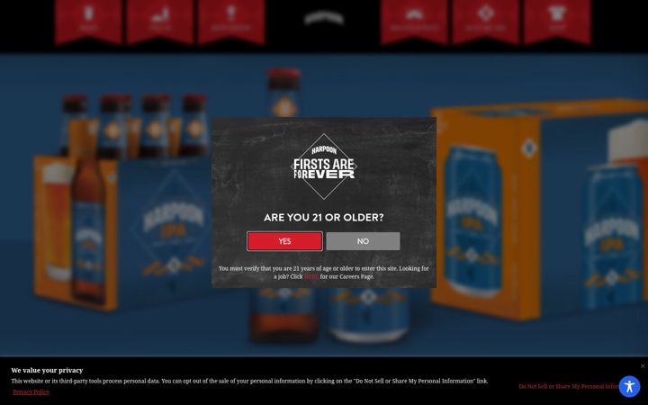 Screenshot of harpoonbrewery.com