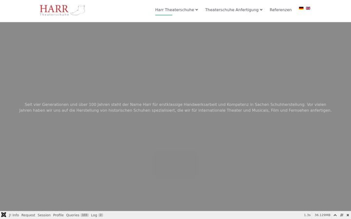 Screenshot stránky harr-theaterschuhe.de