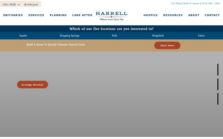 Screenshot of harrellfuneralhomes.com
