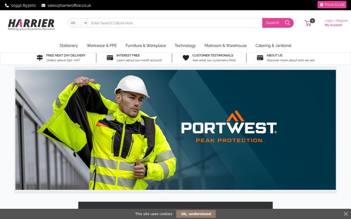 Screenshot of harrieroffice.co.uk