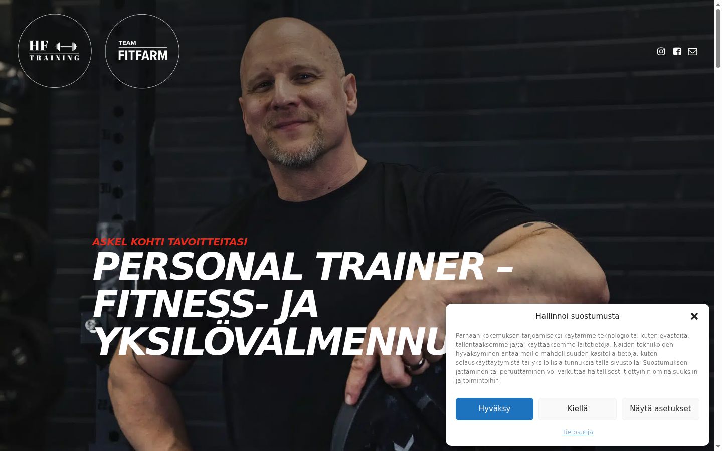 Kuvakaappaus suostumusbannerista, joka näytettiin ennen mitään vuorovaikutusta