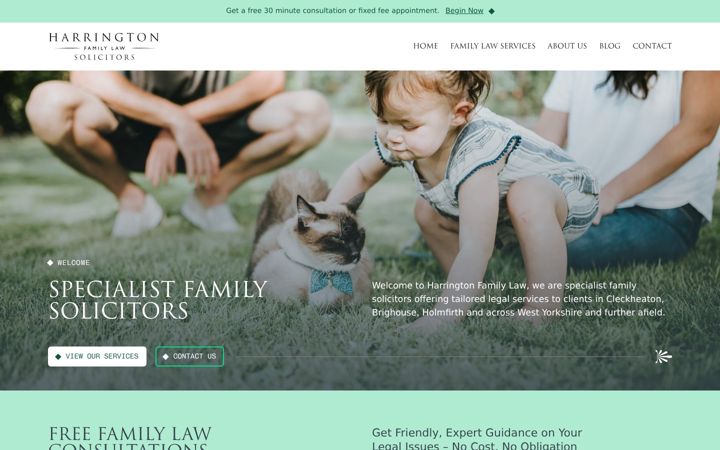 Screenshot of harringtonfamilylaw.co.uk