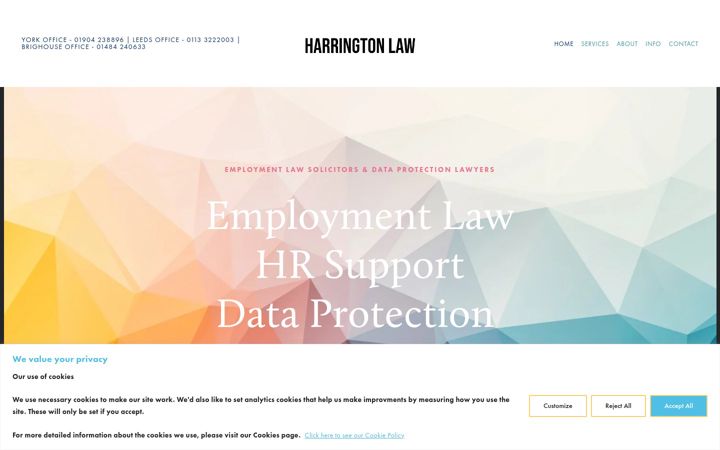 Screenshot of harringtonlaw.co.uk