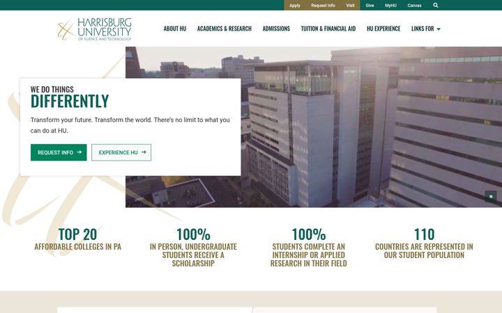 Screenshot of harrisburgu.edu