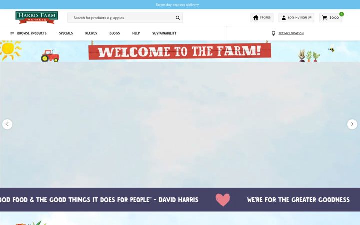 Screenshot of harrisfarm.com.au