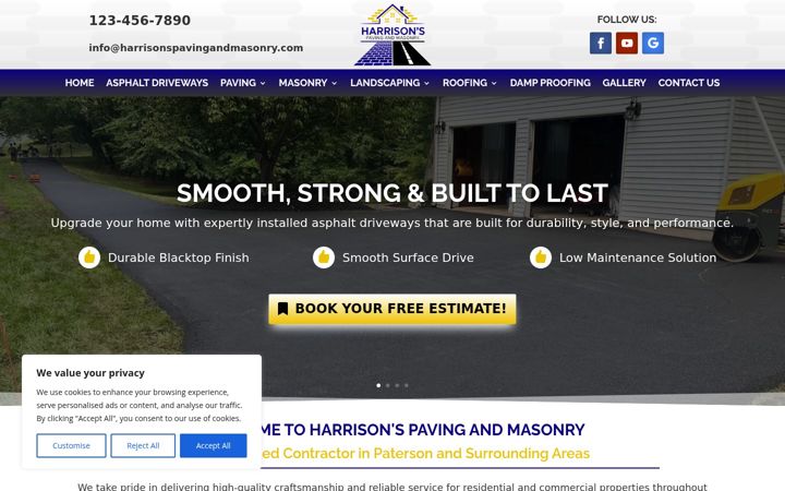 Screenshot of harrisonspavingandmasonry.com