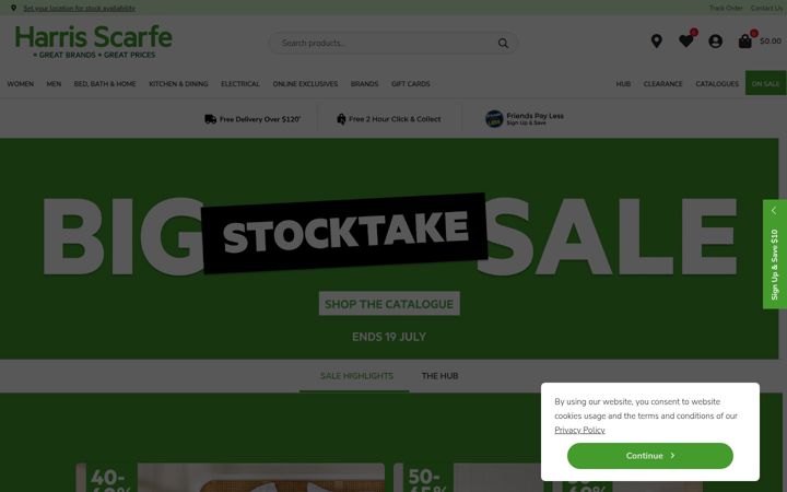 Snimka zaslona za harrisscarfe.com.au