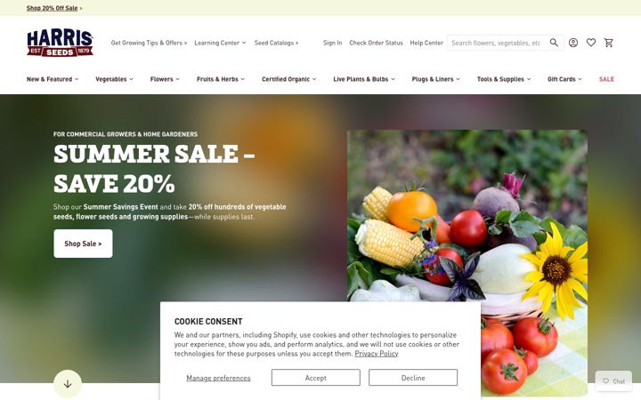 Екранна снимка на harrisseeds.com