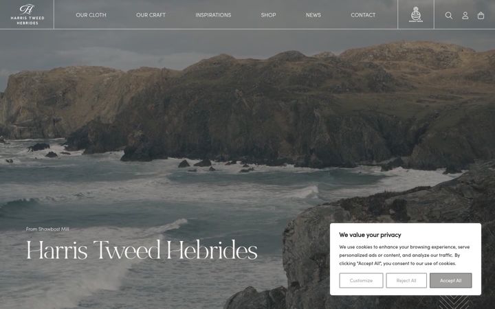 Screenshot of harristweedhebrides.com