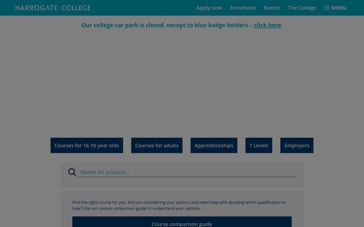 Screenshot of harrogate-college.ac.uk