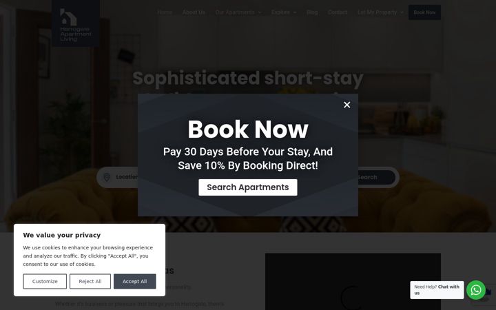 Screenshot of harrogateapartmentliving.co.uk