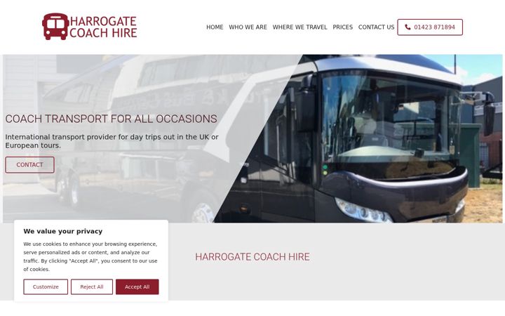 Screenshot of harrogatecoachhire.co.uk
