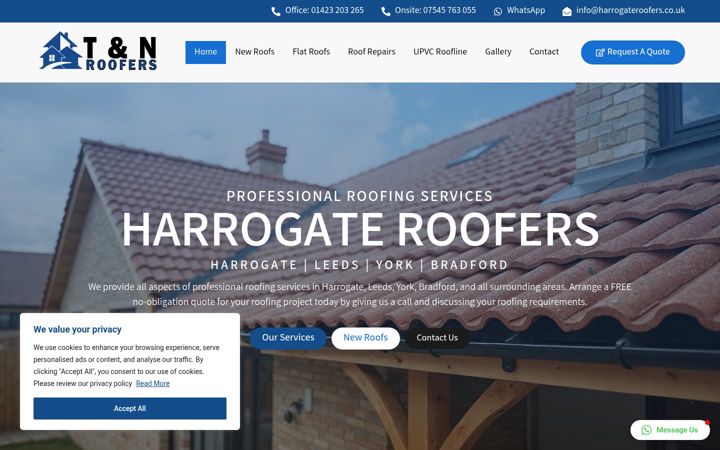 Screenshot of harrogateroofers.co.uk